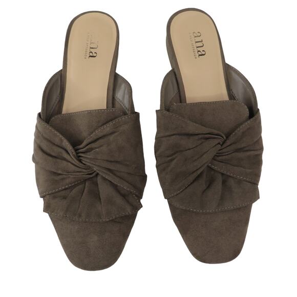 ANA Taupe Suede Ballet Flats 7.5 Classic Slip on Chic Minimalist - Picture 4 of 8